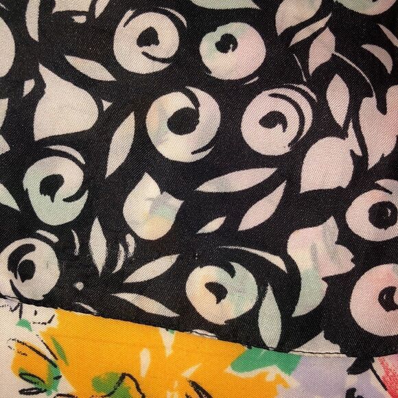 Avon White Black Multicolored Floral Polka Square Scarf - Picture 6 of 7